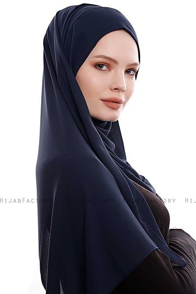 Yara - Marinblå Praktisk One Piece Crepe Hijab