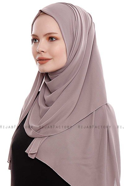 Yara - Mörk Taupe Praktisk One Piece Crepe Hijab