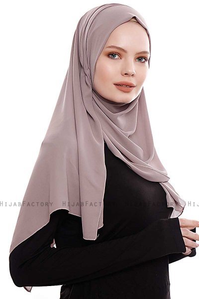 Yara - Mörk Taupe Praktisk One Piece Crepe Hijab