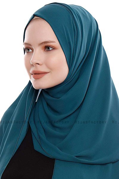 Yara - Mörkgrön Praktisk One Piece Crepe Hijab