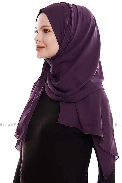 Yara - Mörklila Praktisk One Piece Crepe Hijab