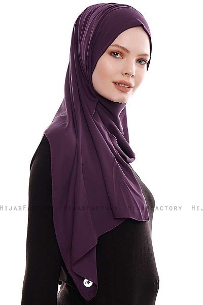 Yara - Mörklila Praktisk One Piece Crepe Hijab