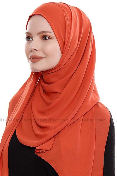 Yara - Tegelröd Praktisk One Piece Crepe Hijab