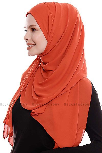 Yara - Tegelröd Praktisk One Piece Crepe Hijab