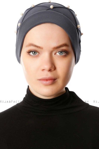 Yaren - Antracit Crepe Chiffon Turban - Sehr-i Sal