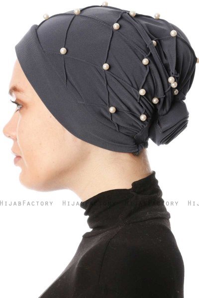 Yaren - Antracit Crepe Chiffon Turban - Sehr-i Sal