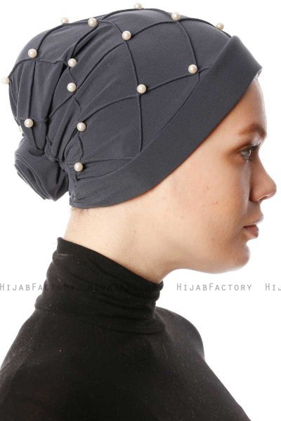 Yaren - Antracit Crepe Chiffon Turban - Sehr-i Sal