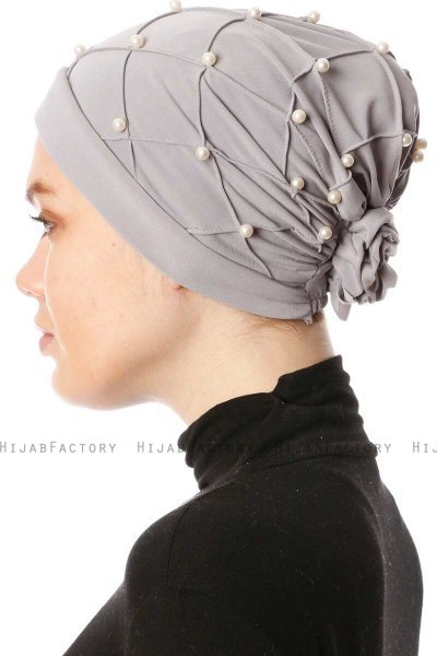 Yaren - Grå Crepe Chiffon Turban - Sehr-i Sal