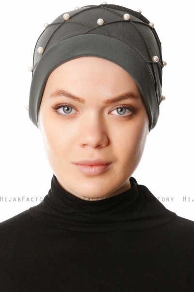 Yaren - Khaki Crepe Chiffon Turban - Sehr-i Sal
