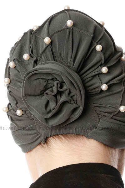 Yaren - Khaki Crepe Chiffon Turban - Sehr-i Sal