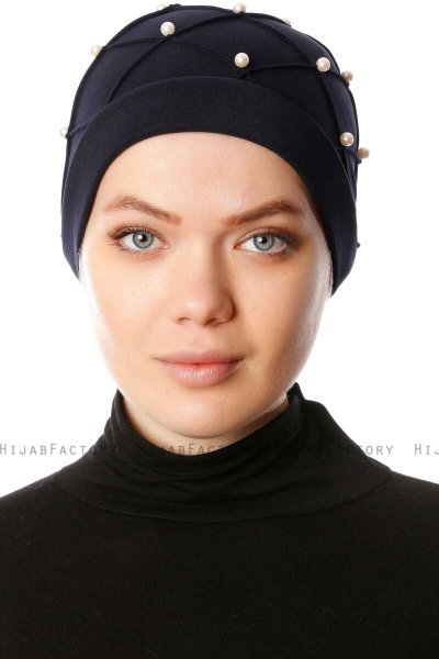 Yaren - Marinblå Crepe Chiffon Turban - Sehr-i Sal