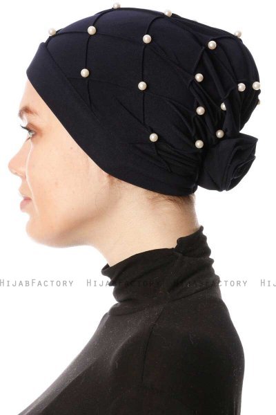 Yaren - Marinblå Crepe Chiffon Turban - Sehr-i Sal