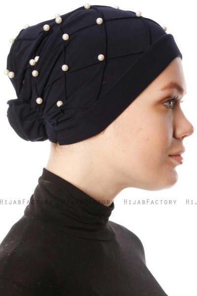 Yaren - Marinblå Crepe Chiffon Turban - Sehr-i Sal