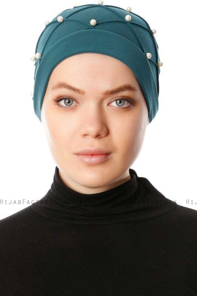 Yaren - Mörkgrön Crepe Chiffon Turban - Sehr-i Sal