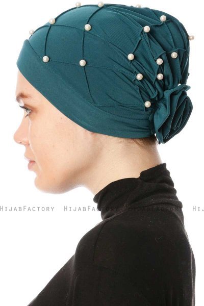 Yaren - Mörkgrön Crepe Chiffon Turban - Sehr-i Sal