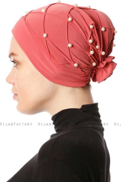 Yaren - Mörkrosa Crepe Chiffon Turban - Sehr-i Sal