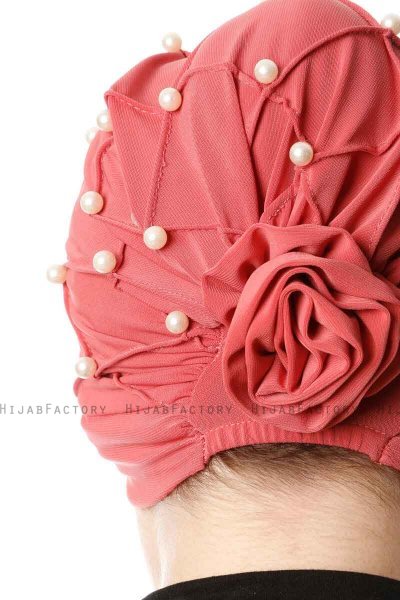 Yaren - Mörkrosa Crepe Chiffon Turban - Sehr-i Sal