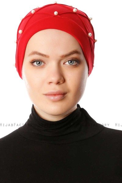 Yaren - Röd Crepe Chiffon Turban - Sehr-i Sal