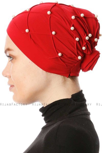 Yaren - Röd Crepe Chiffon Turban - Sehr-i Sal