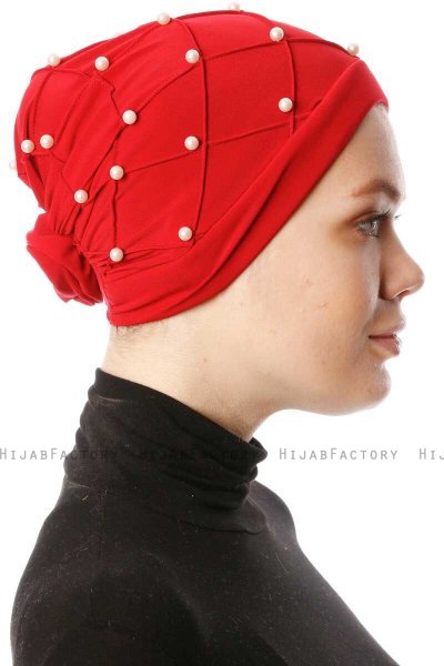 Yaren - Röd Crepe Chiffon Turban - Sehr-i Sal