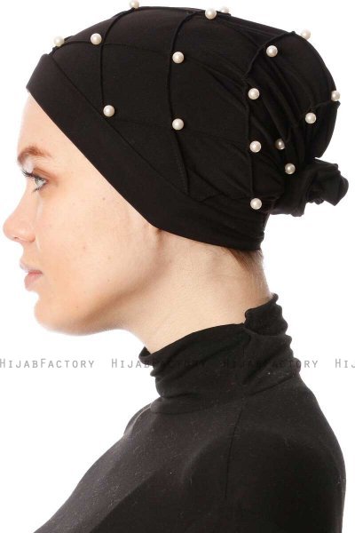 Yaren - Svart Crepe Chiffon Turban - Sehr-i Sal