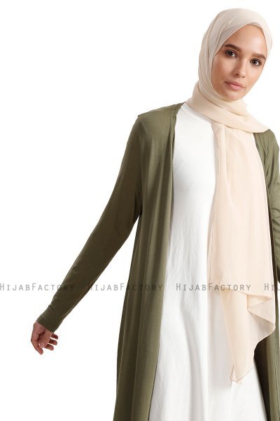 Yasmin - Khaki Lång Cardigan
