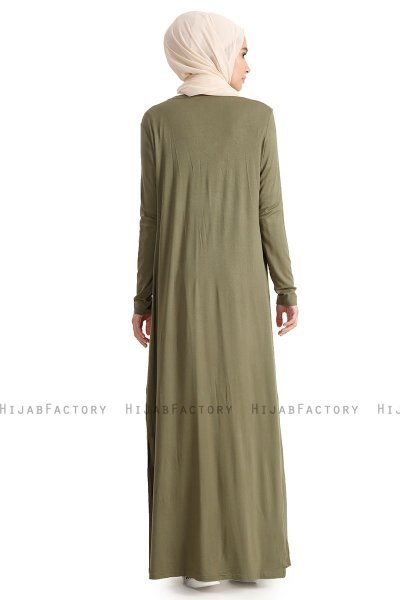 Yasmin - Khaki Lång Cardigan