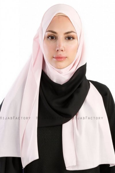 Yelda Svart & Rosa Chiffon Hijab Sjal Madame Polo 130034-1