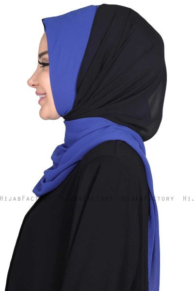 Ylva - Blå & Svart Praktisk Chiffon Hijab