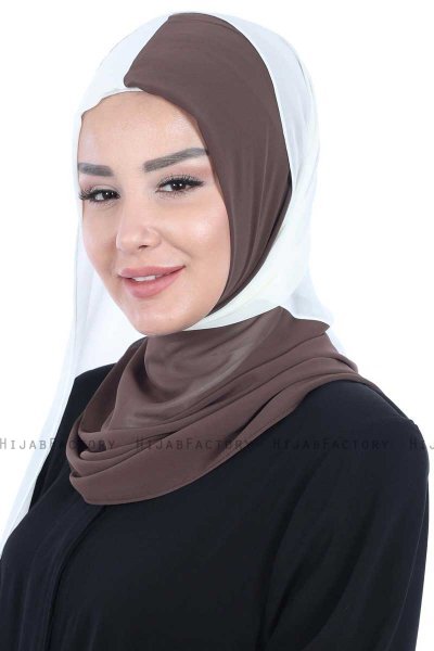 Ylva - Brun & Creme Praktisk Chiffon Hijab