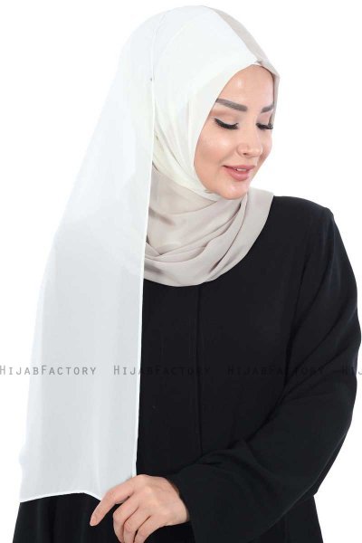 Ylva - Creme & Taupe Praktisk Chiffon Hijab
