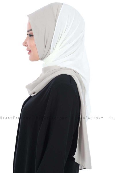 Ylva - Creme & Taupe Praktisk Chiffon Hijab