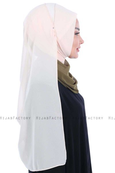 Ylva - Khaki & Beige Praktisk Chiffon Hijab