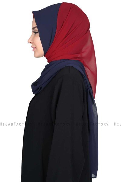 Ylva - Marinblå & Bordeaux Praktisk Chiffon Hijab