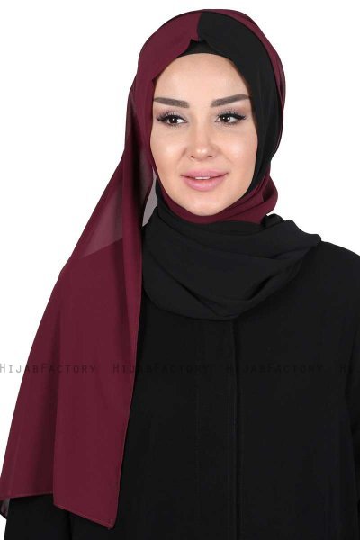 Ylva - Plommon & Svart Praktisk Chiffon Hijab