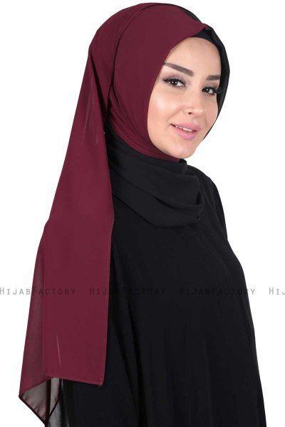 Ylva - Plommon & Svart Praktisk Chiffon Hijab