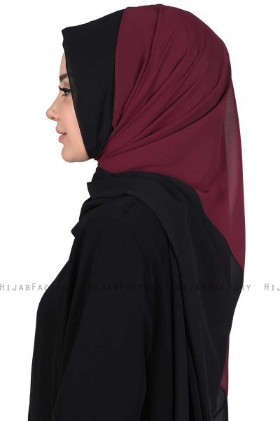 Ylva - Plommon & Svart Praktisk Chiffon Hijab