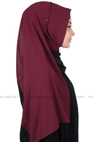 Ylva - Plommon & Svart Praktisk Chiffon Hijab