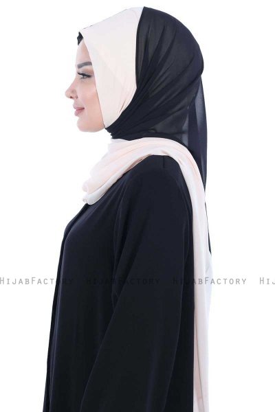Ylva - Svart & Beige Praktisk Chiffon Hijab