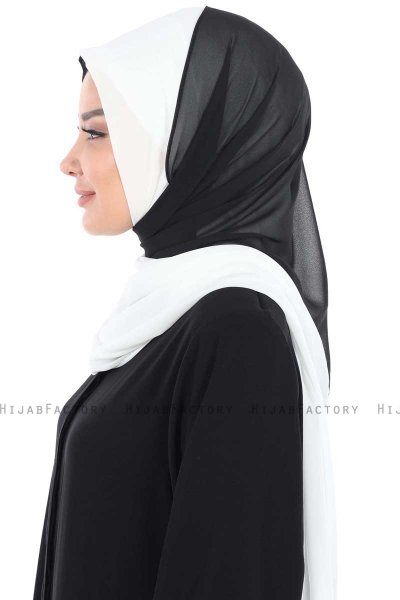 Ylva - Vit & Svart Praktisk Chiffon Hijab