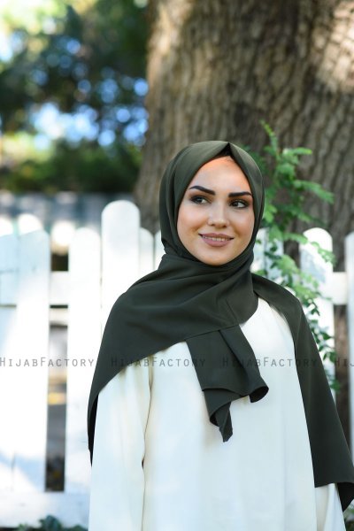 Zahra - Mörk Khaki Crepe Hijab - Mirach