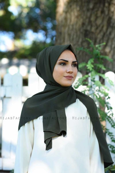 Zahra - Mörk Khaki Crepe Hijab - Mirach