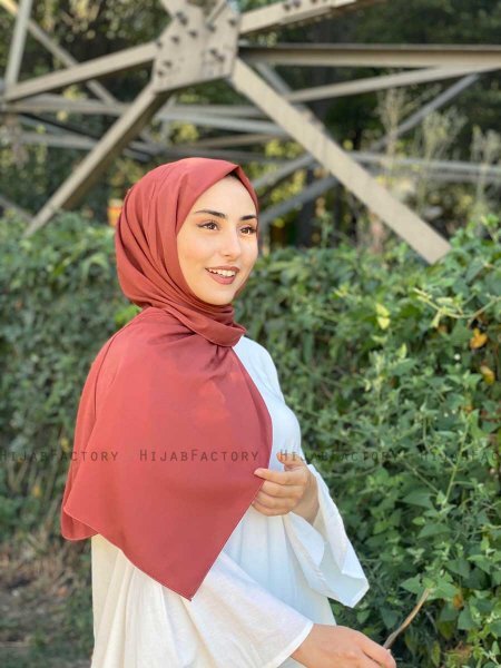 Zahra - Tegelröd Crepe Hijab - Mirach