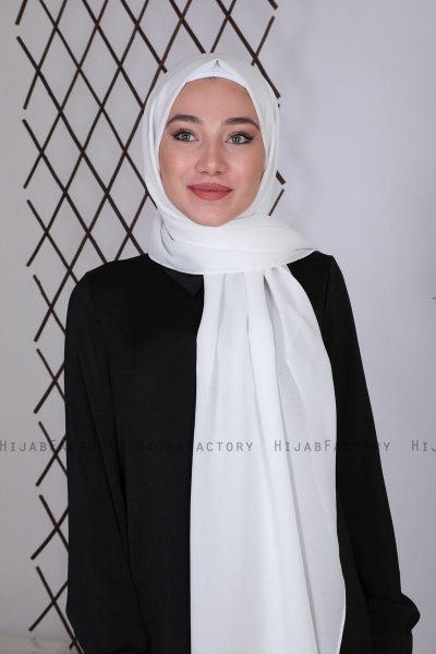 Zahra - Vit Crepe Hijab - Mirach