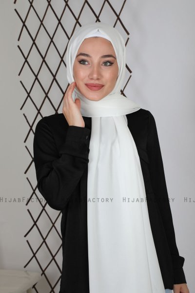 Zahra - Vit Crepe Hijab - Mirach