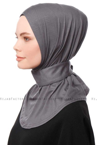 Zeliha - Mörkgrå Praktisk Viskos Hijab