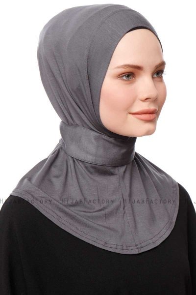 Zeliha - Mörkgrå Praktisk Viskos Hijab