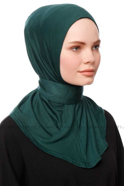 Zeliha - Mörkgrön Praktisk Viskos Hijab