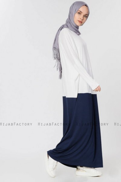 Zenia Vit & Marinblå Klänning Miss Halima 280142c