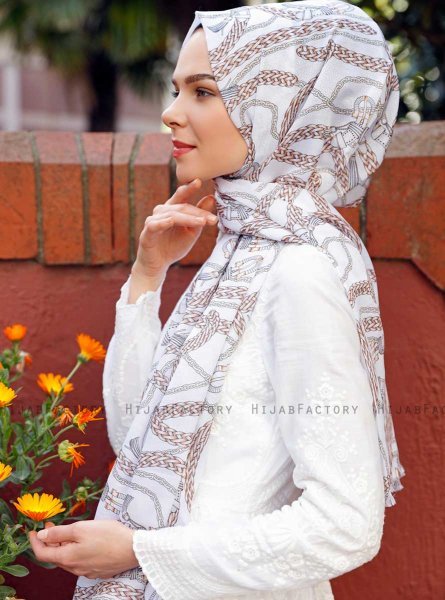 Zuleika - Brun Mönstrad Hijab - Sal Evi